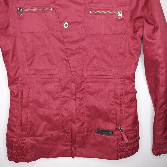 Burton Snowboard Jacket Small DryRide Red Snap Zip Pocket Hooded Water-resistant - Picture 6 of 12